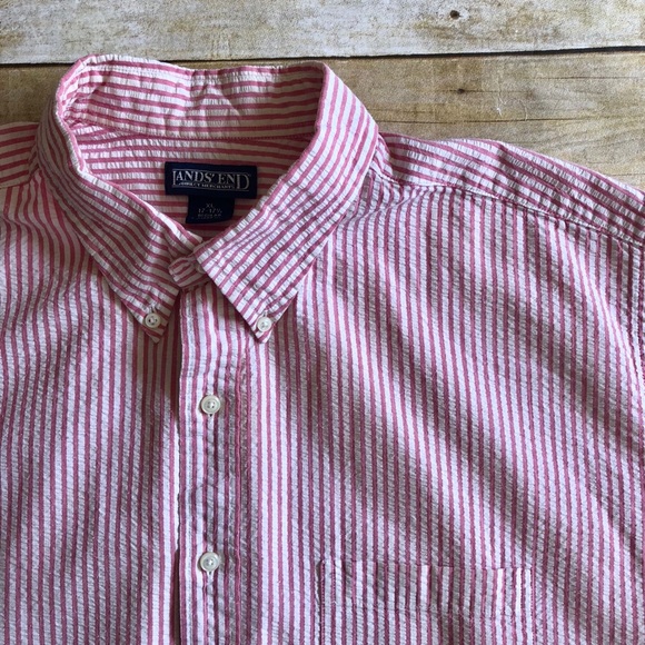 Lands' End Other - Lands End Pink & White Seersucker S/S Button Down